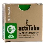 Cutie cu 50 de filtre pentru rulat din ceramica cu carbon activ actiTube Extra Slim 6/27